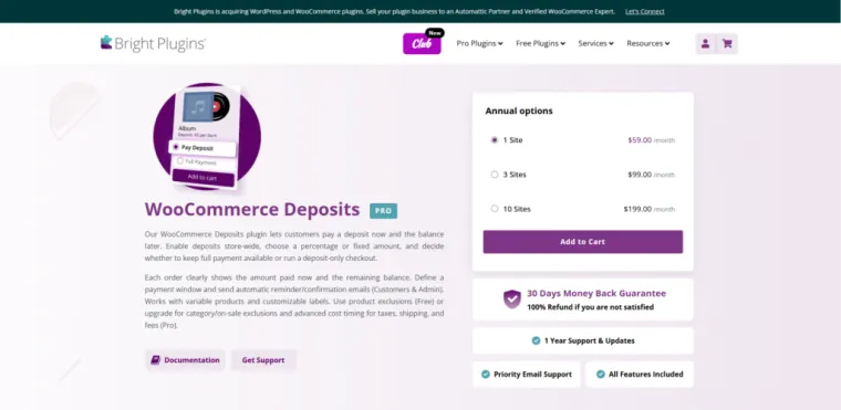 WooCommerce Deposits - Bright Plugins WooCommerce stortingen