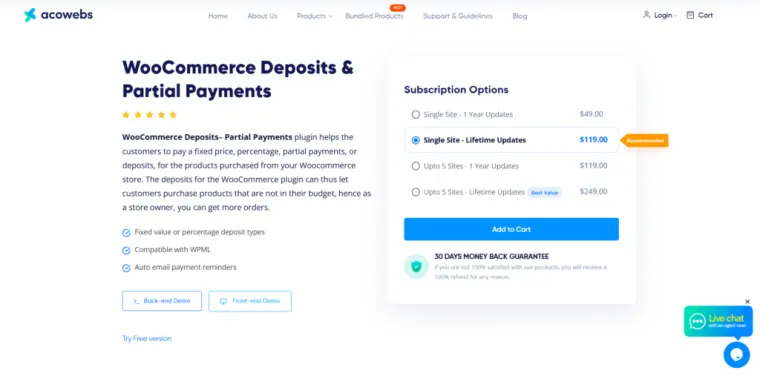 Deposit Payments for WooCommerce Acowebs - Bright Plugins Stortingsbetalingen voor WooCommerce Acowebs