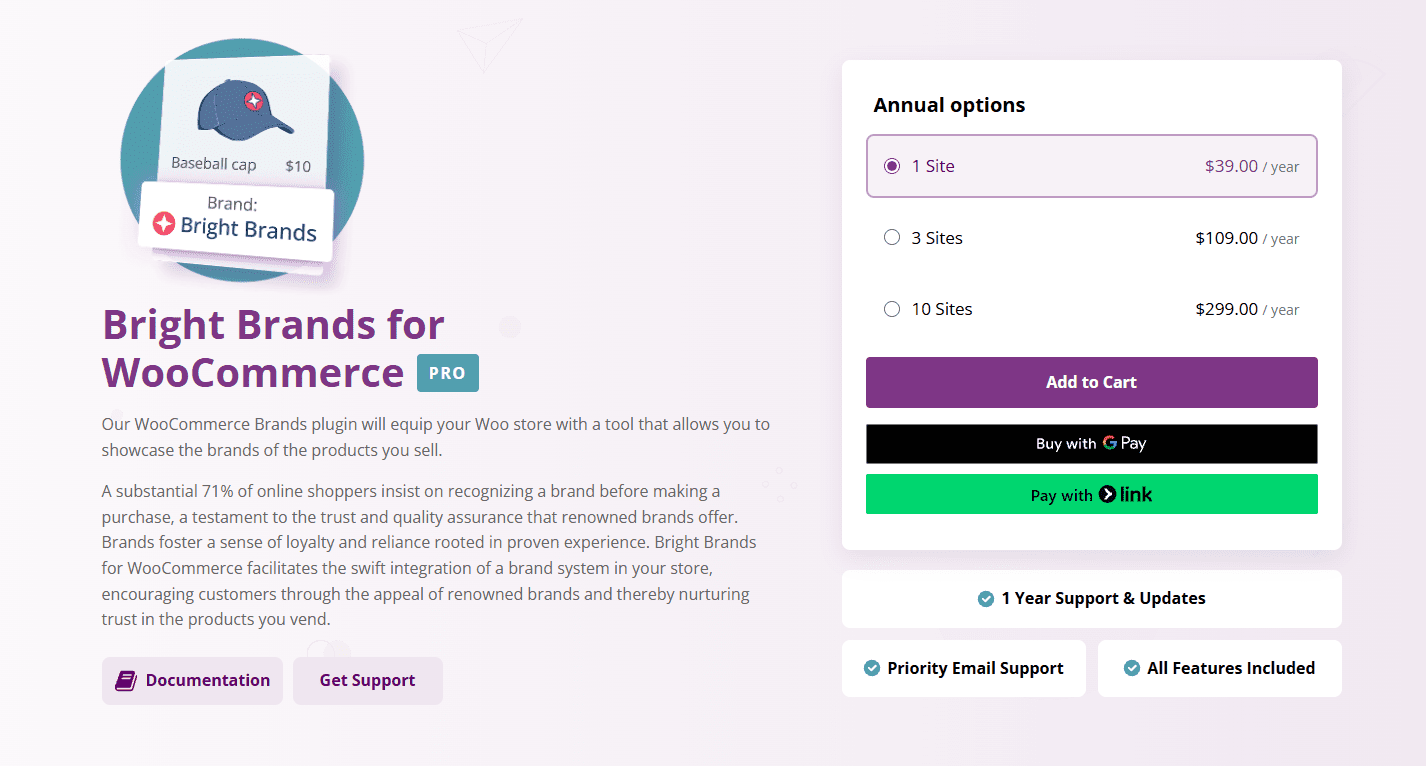 Captură de ecran a pluginului Bright Brands for WooCommerce