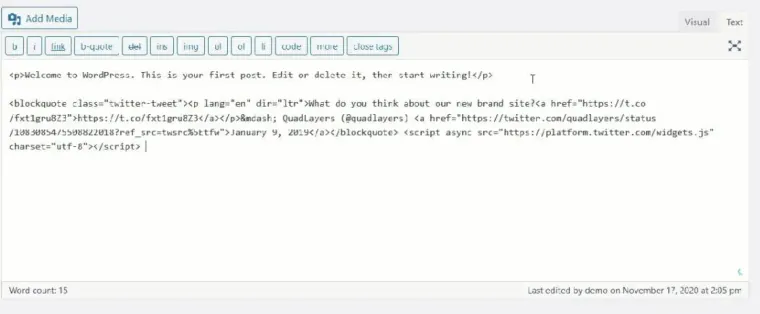 Éditeur Wordpress Classic