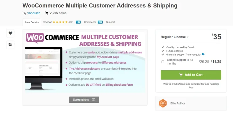 WooCommerce Adresses clients multiples Codecanyon