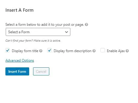 inserare formular WordPress