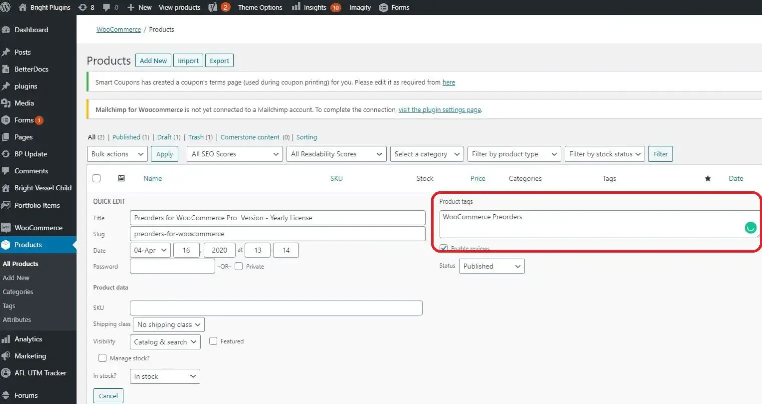 Etichete de produs WordPress