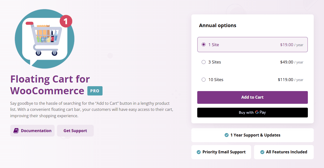 Coș plutitor WooCommerce de la Bright Plugins