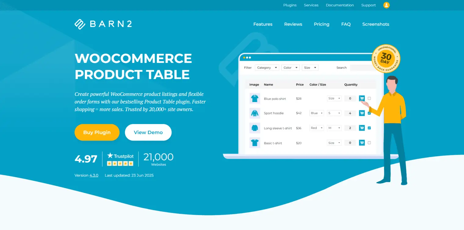 Tabelul de Produse WooCommerce al Barn2 cu Variații de Imagini