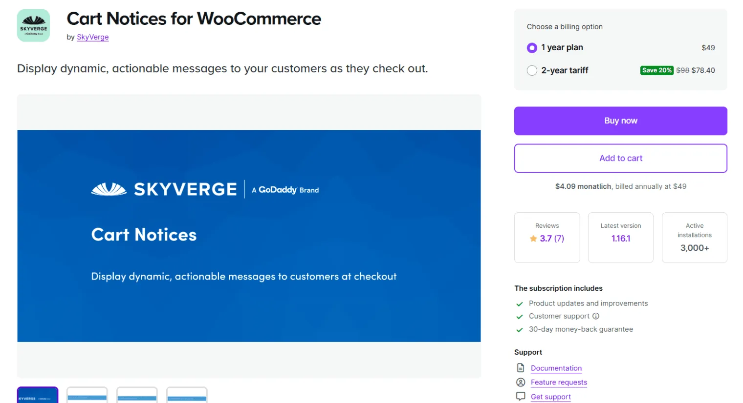 Warenkorbhinweise für WooCommerce