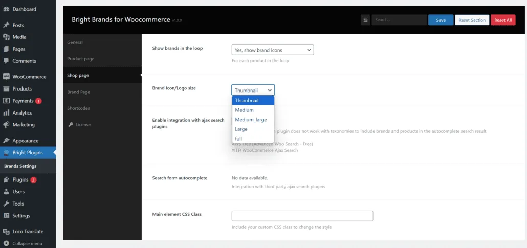 Bright Brands For Woocommerce: Shop page icon brands
