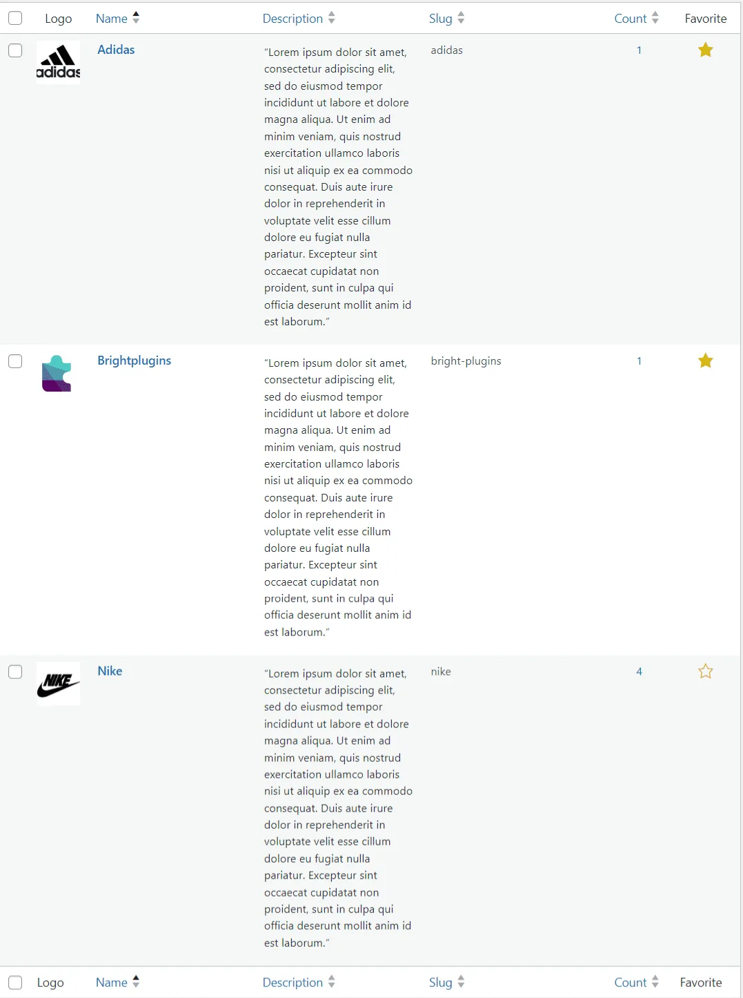Marques lumineuses pour Woocommerce: Brands Brigth select