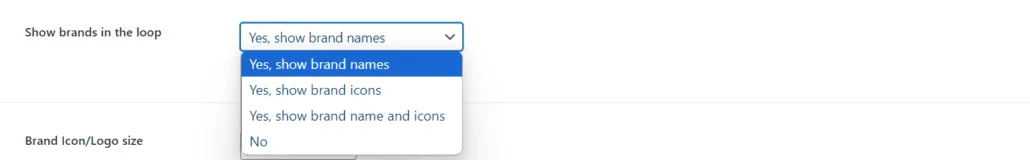 Marques lumineuses pour Woocommerce: Show brans in the loop