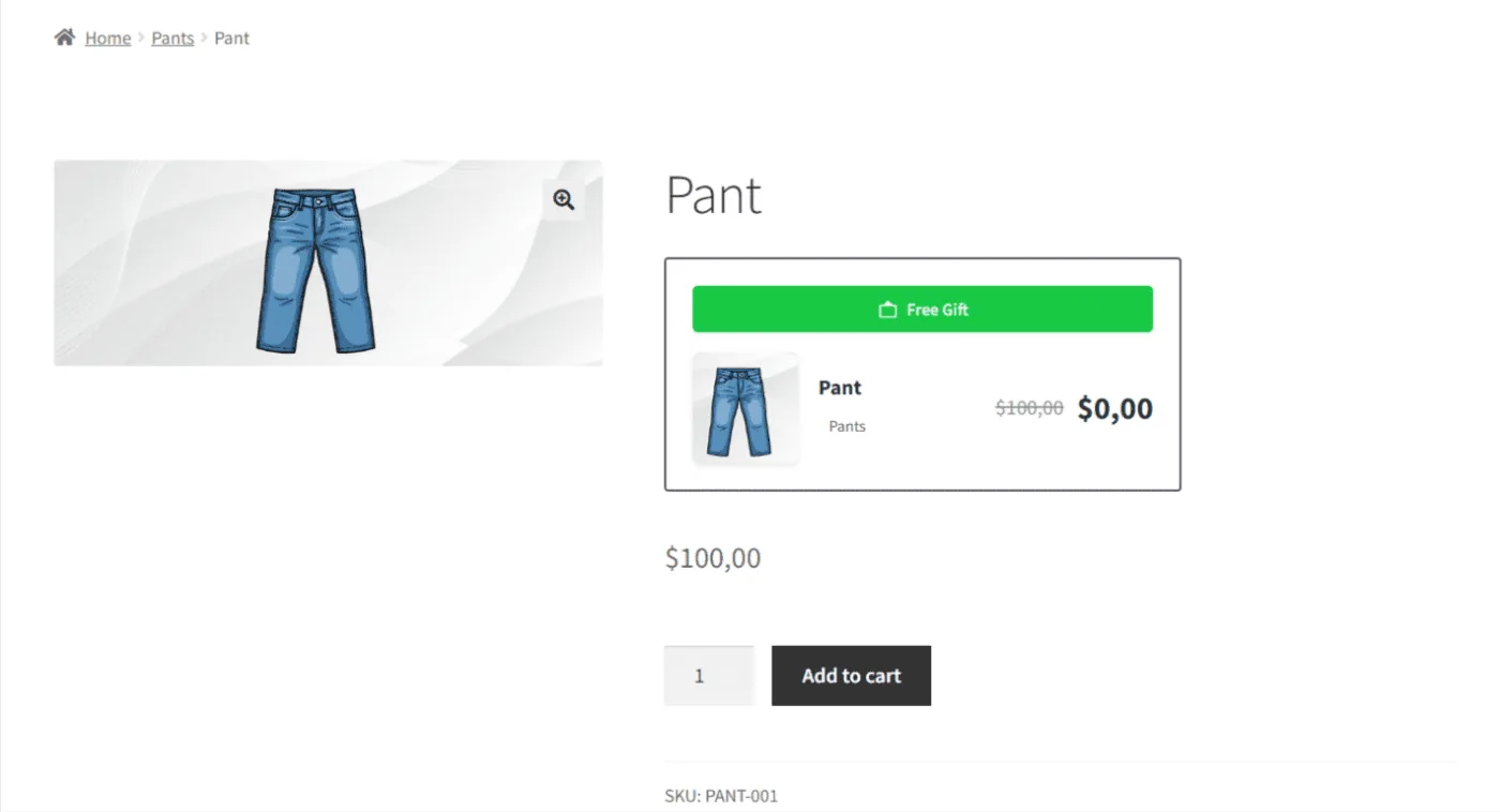 BOGO rule setup: Rules 1 product page