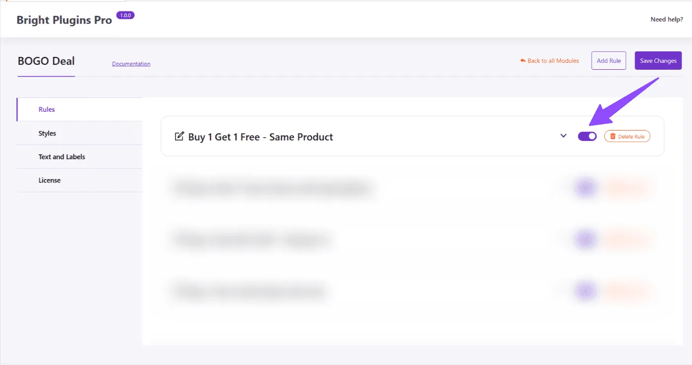 BOGO rule setup: Rule Buy1get free