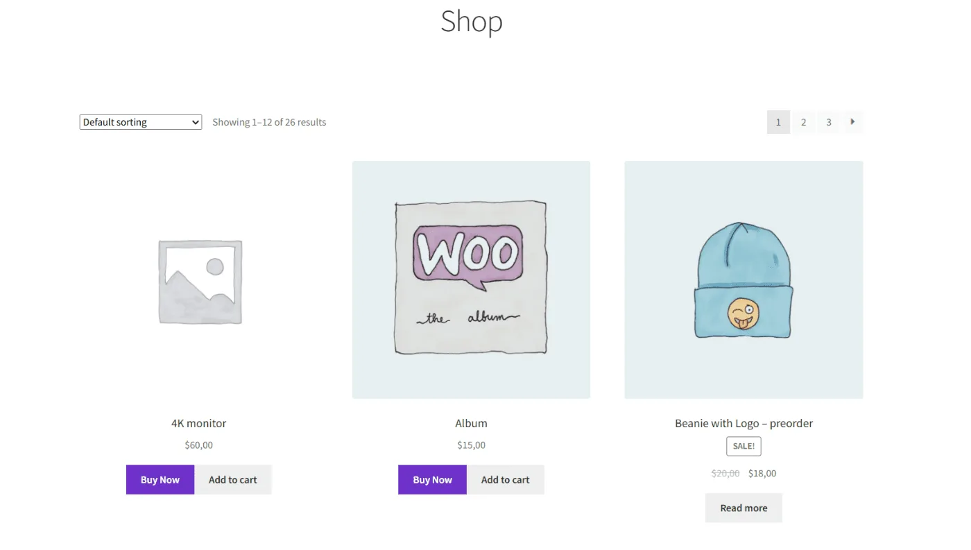 One Click Checkout: Shop page One click checkout buy now
