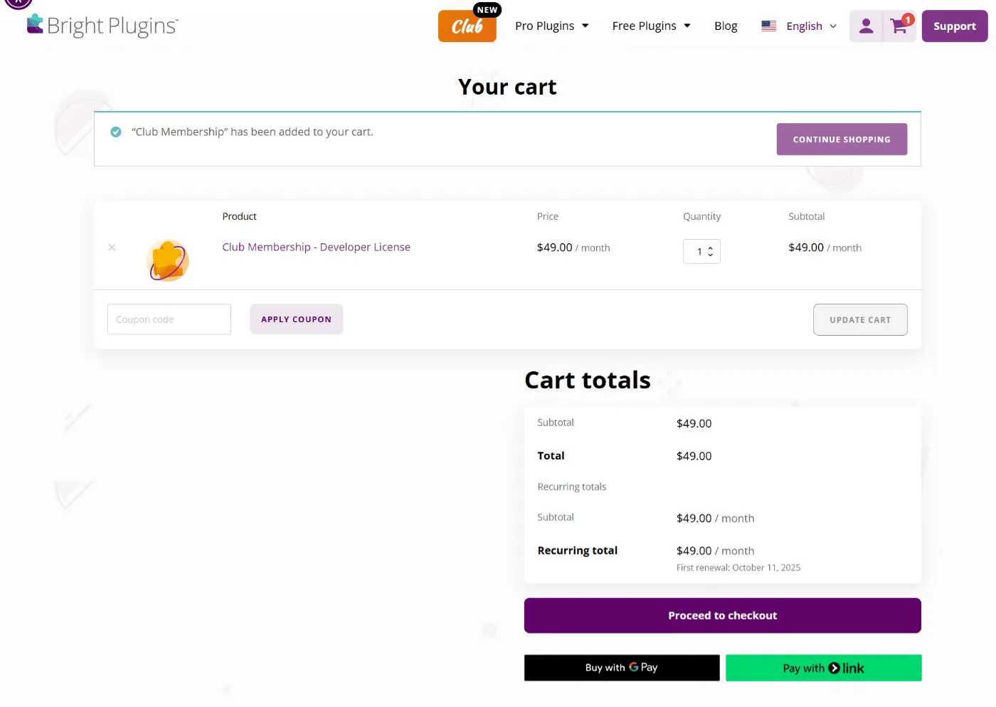 Membresía del club: Subscription Membership