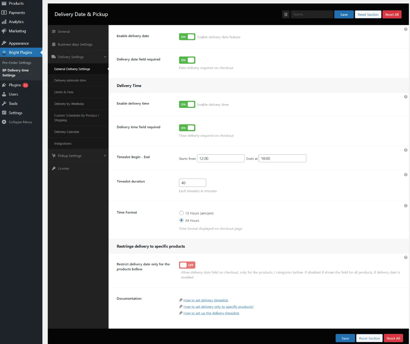 Membresía del club: Order delivery settings