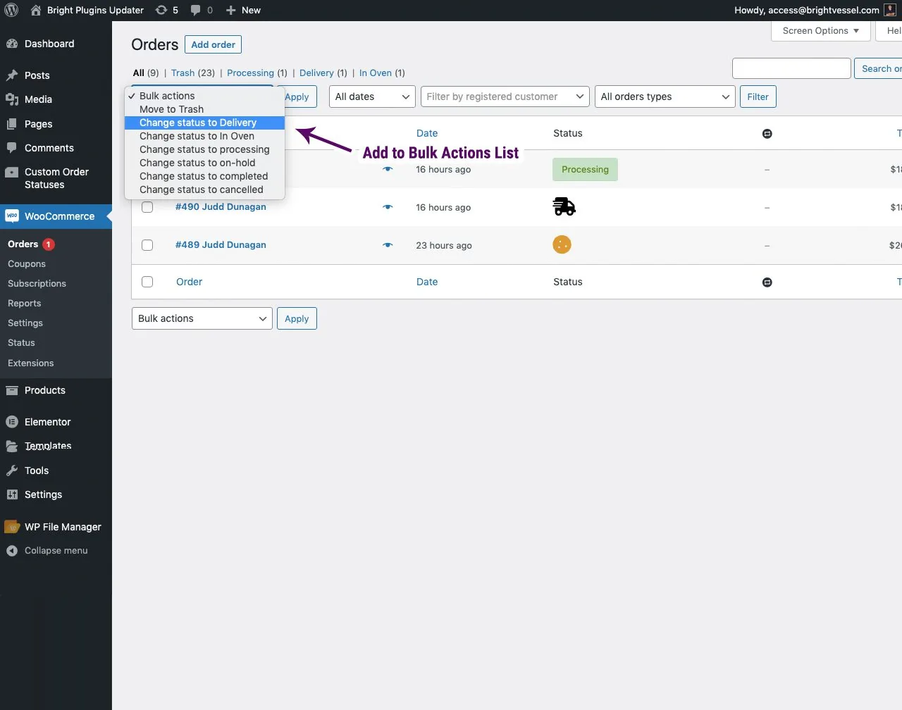 Custom order status settings: step 4 8 cosm bulk view