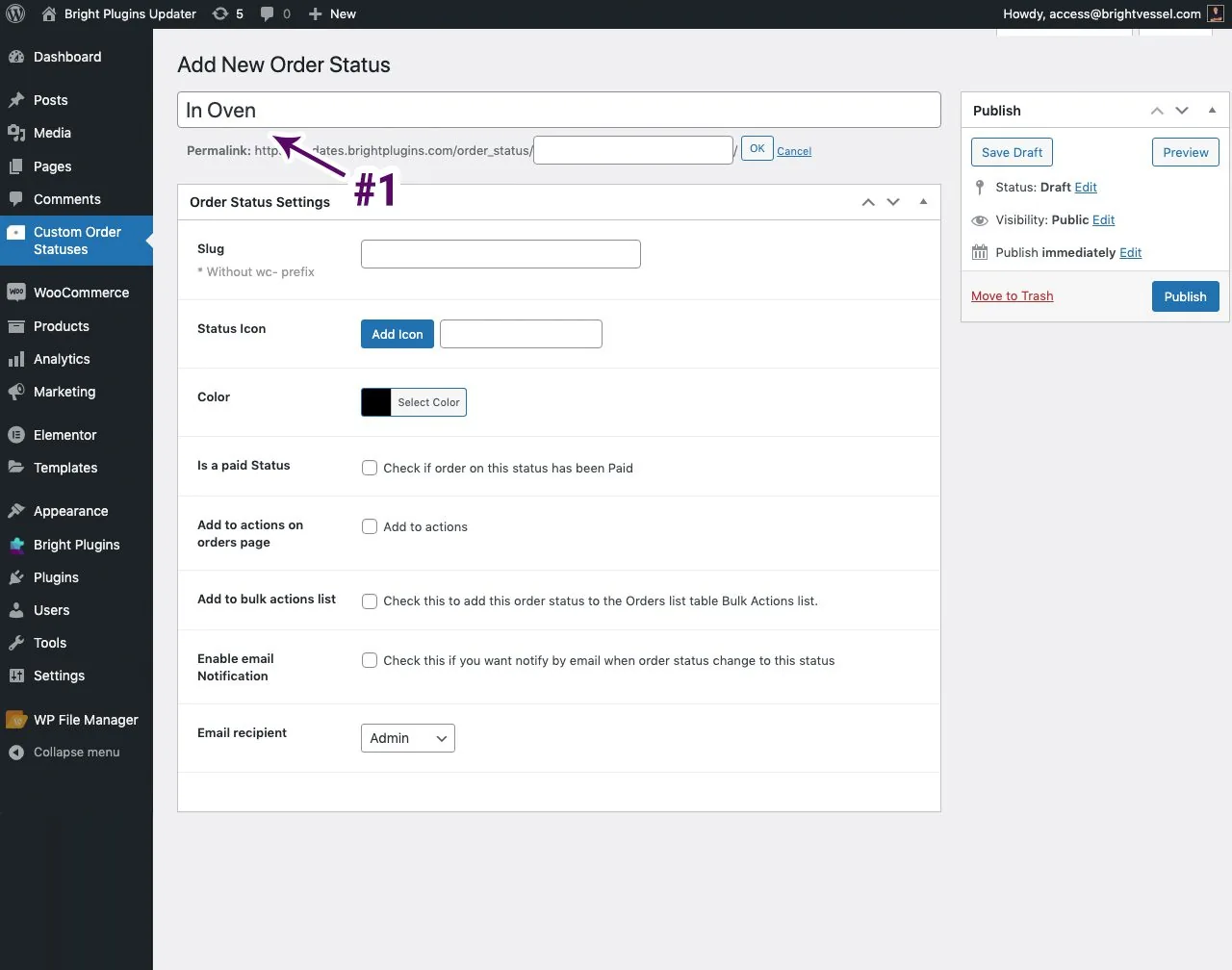 Custom order status settings: step 4 1 cosm title 1