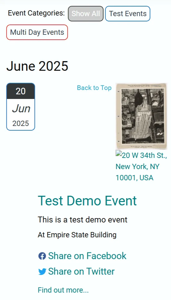 Quick Event Manager: Event List Demo