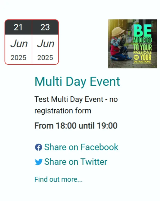 Quick Event Manager: Event List Demo Multi day1