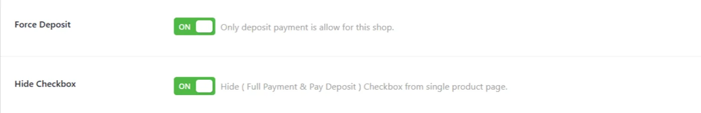 Deposits for WooCommerce: Force Deposit Hide checkbox