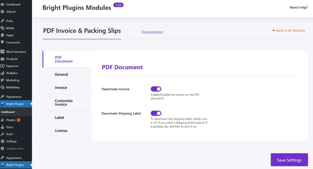Factura en PDF y albaranes: Options general pdf documet 2