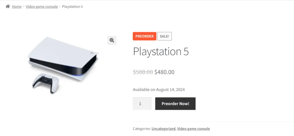 Pedidos anticipados para WooCommerce: Review the Product Page