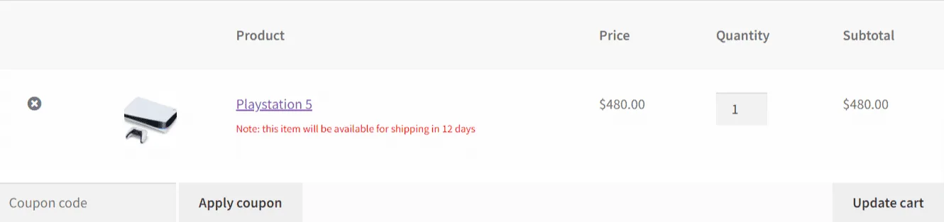 Pedidos anticipados para WooCommerce: View the Cart