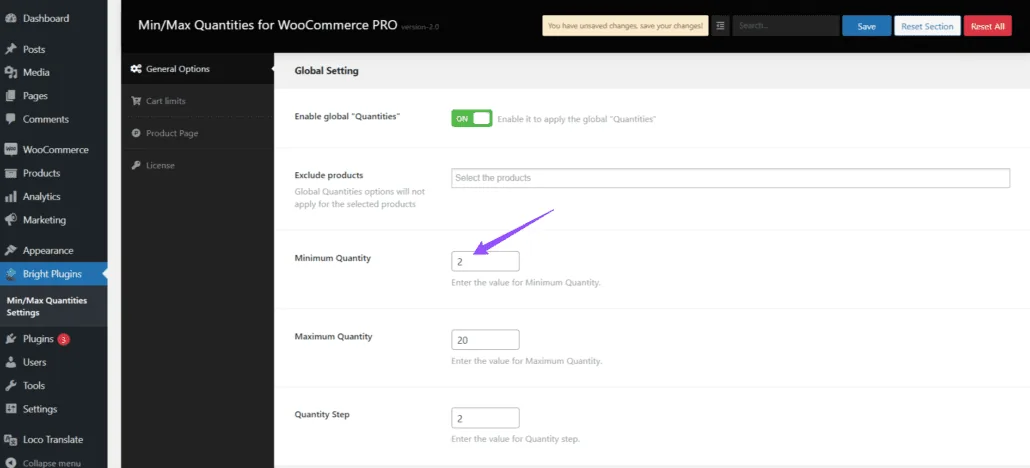 Min/Max Quantities for WooCommerce: Minimum Quantity