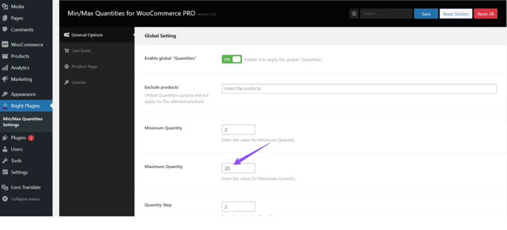 Min/Max Quantities for WooCommerce: Maximum Quantity