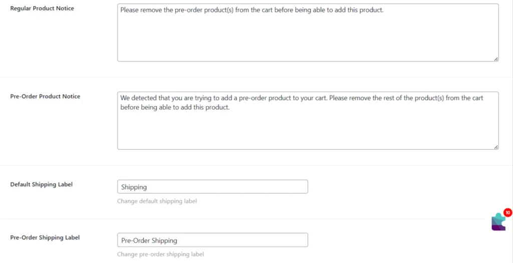 Purchase restriction and shipping settings for pre-orders