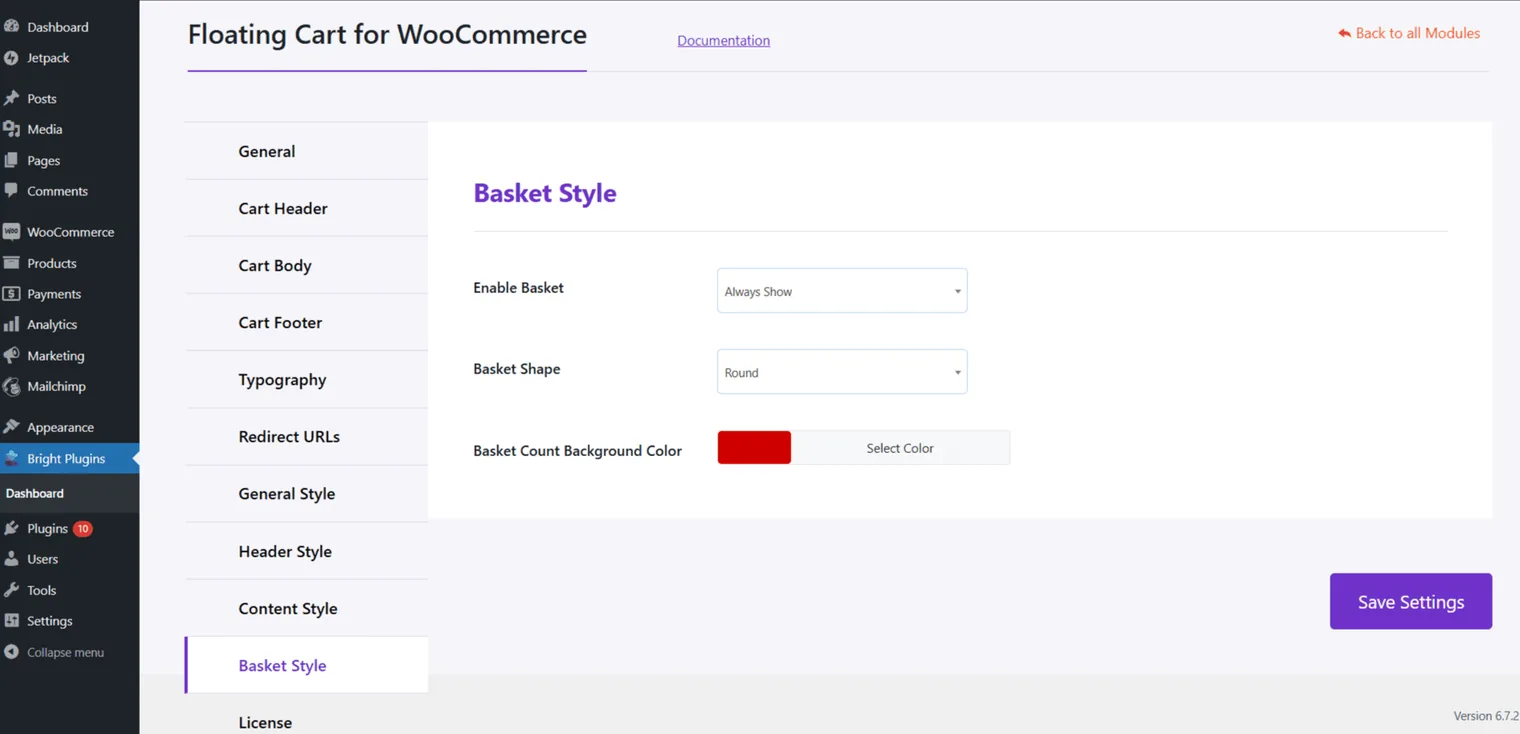 Floating Cart for WooCommerce: Basket style floating
