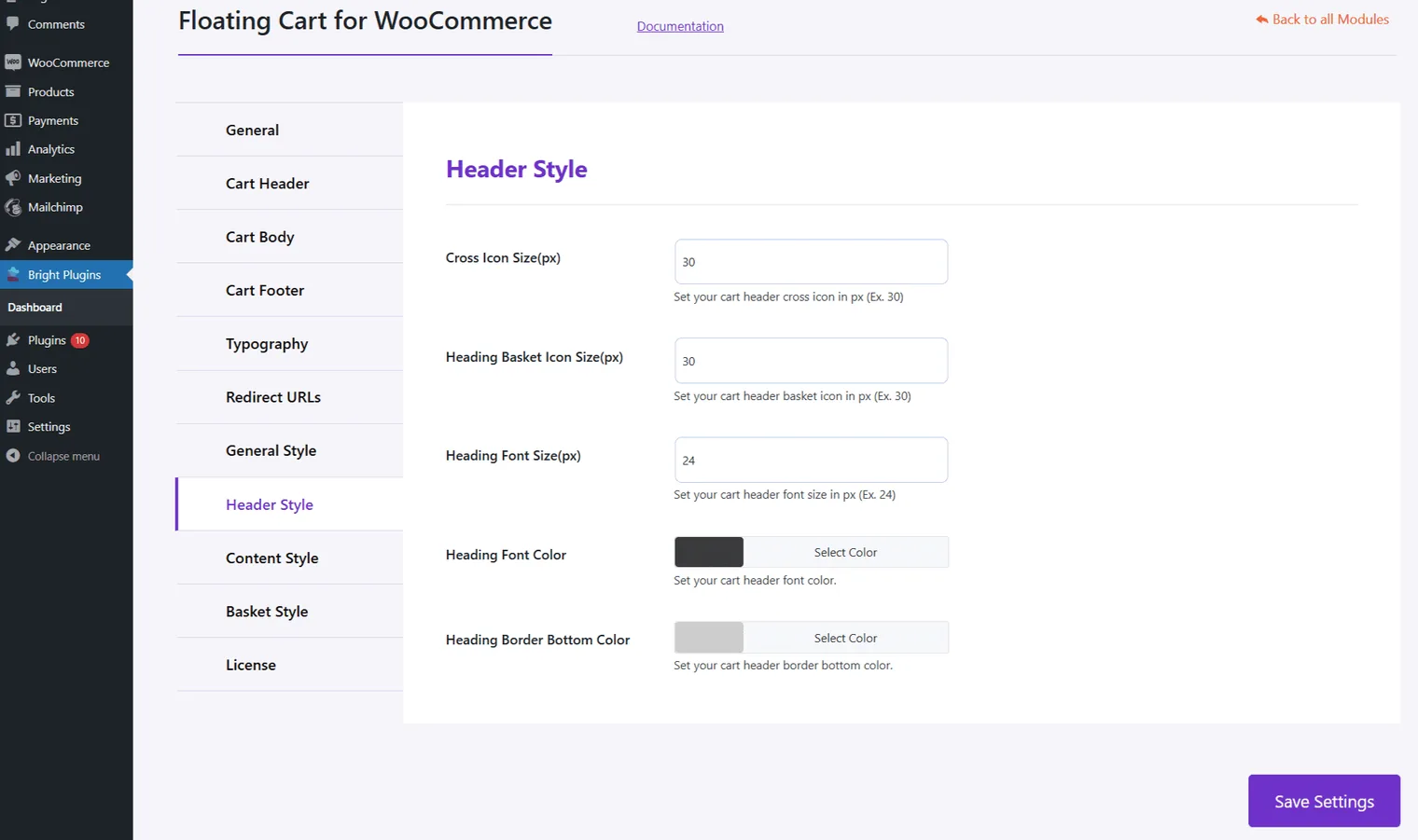 Floating Cart for WooCommerce: Header style floating