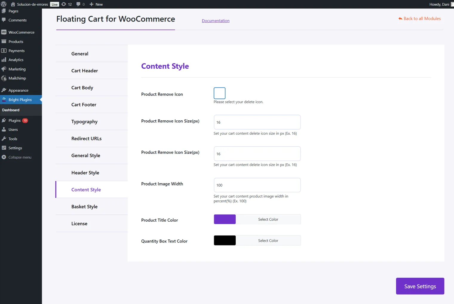 Floating Cart for WooCommerce: Content style floating cart