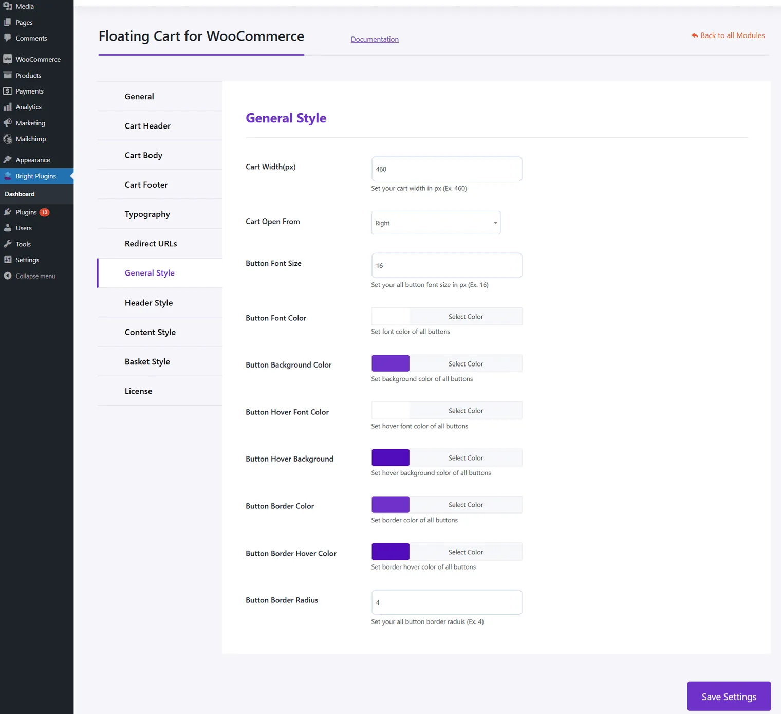 Floating Cart for WooCommerce: General style floating