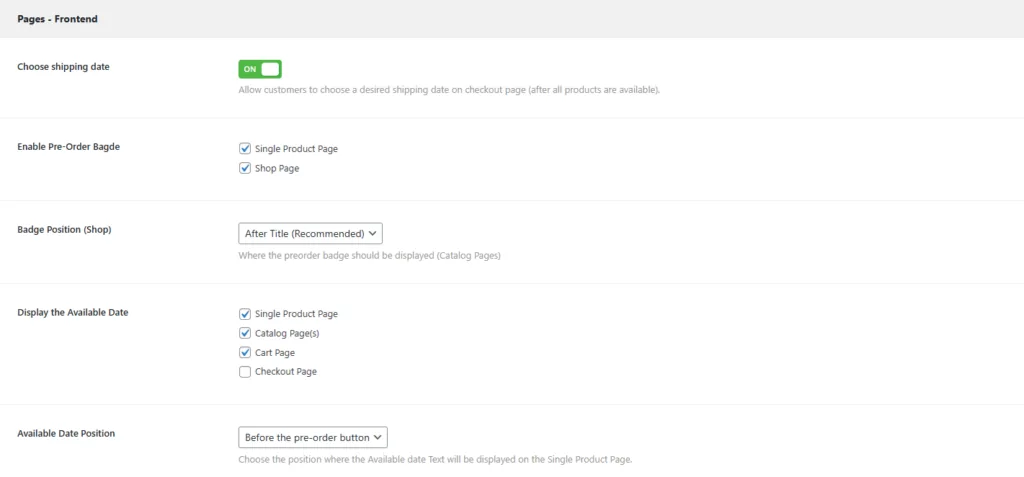 Pre-ordini per WooCommerce: Pre Order Settings Badges 1024x477.
