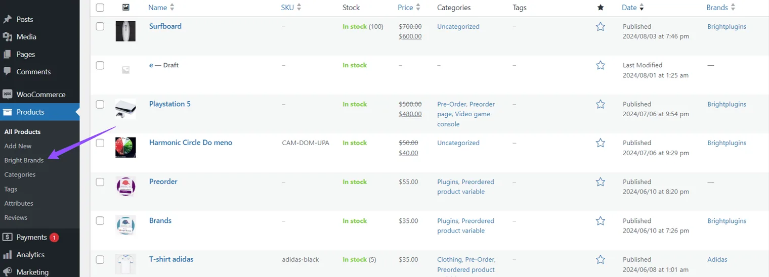 Bright Brands For Woocommerce: Bright Brands add