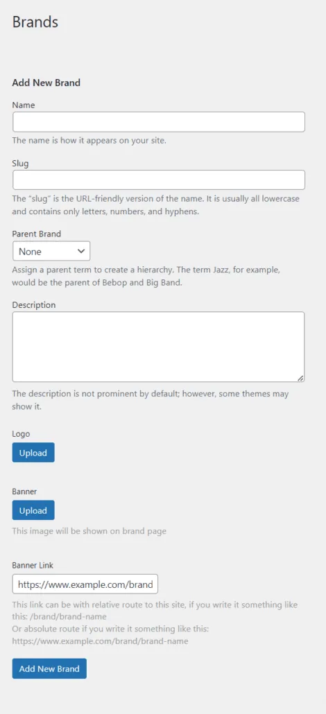 Bright Brands For Woocommerce: Brans Add New 5