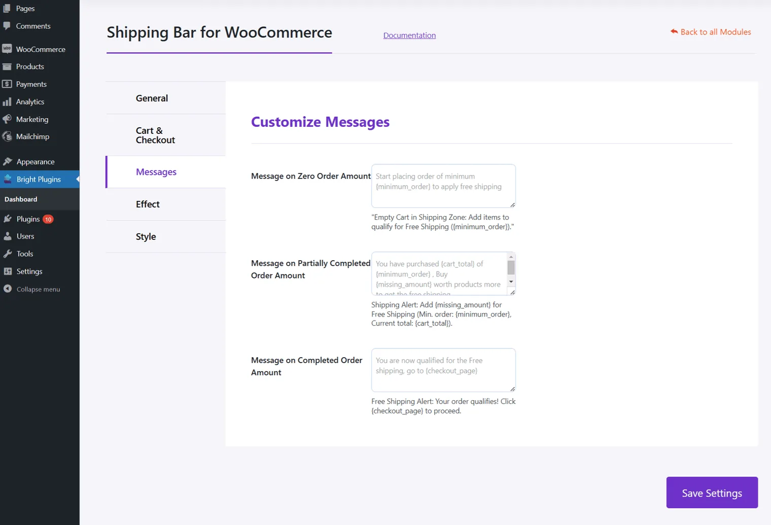 Shipping Bar for WooCommerce: Shipping bar for woo Messages