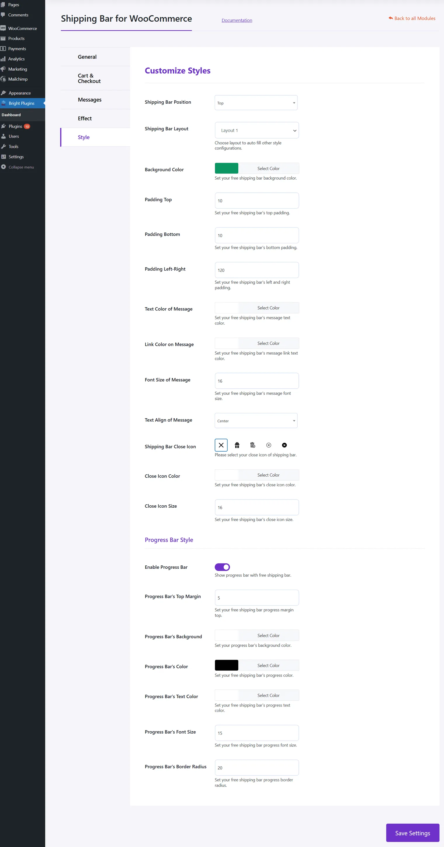 Shipping Bar for WooCommerce: Shipping bar for woo style