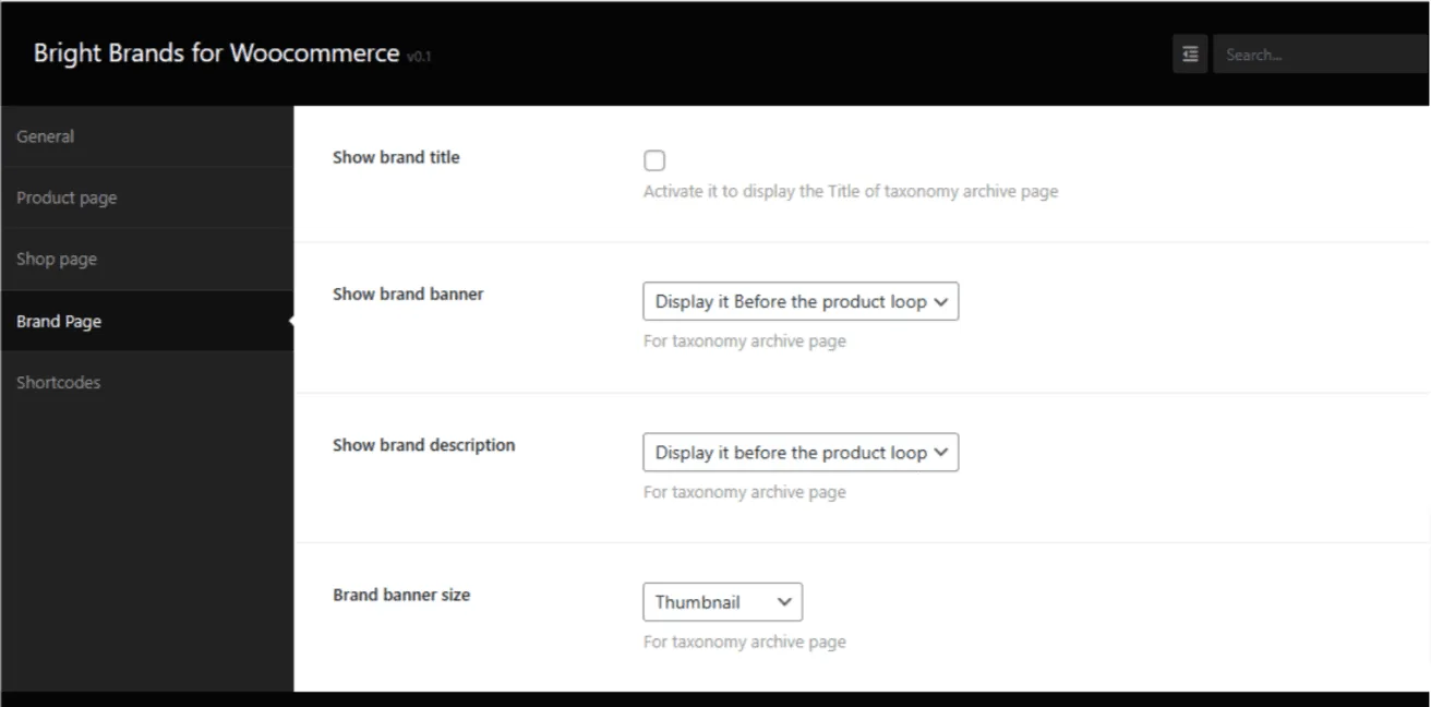 Marchi luminosi per Woocommerce: Brand page free 3