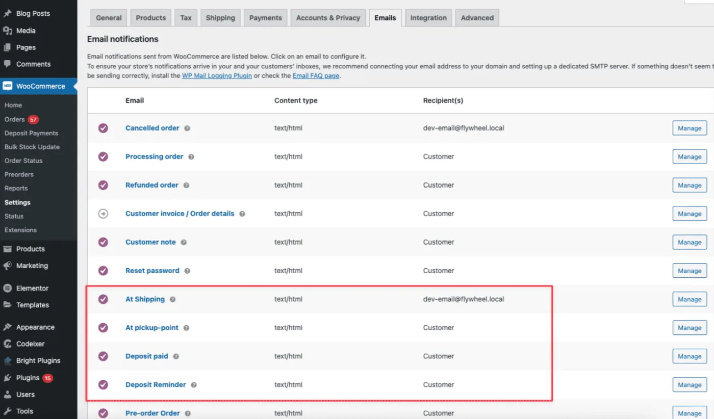 Administrador de estado de pedidos personalizados: Custom order status manager settings emails