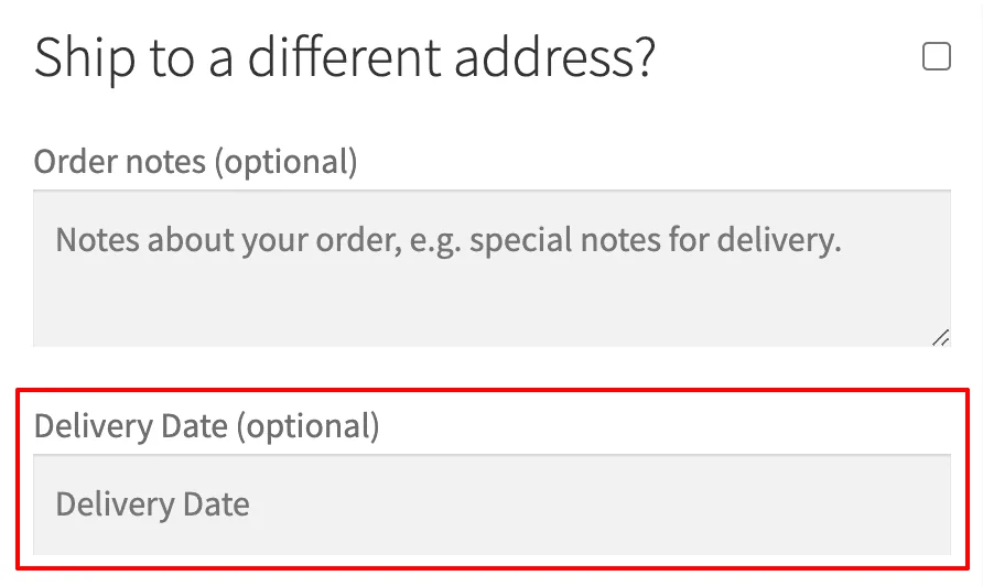 Bestelling bezorgen en afhalen: Delivery Date field is optional.