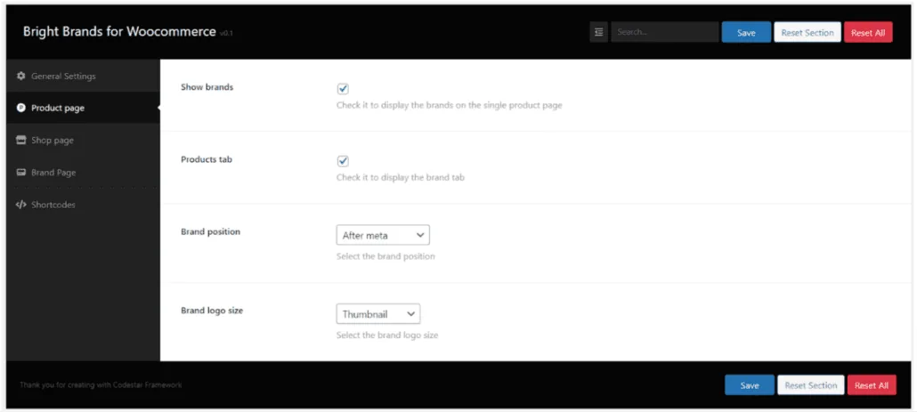 Bright Brands For Woocommerce: Product page free version 2