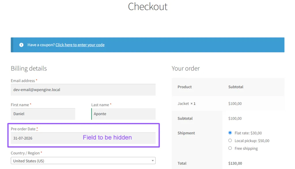Pre-Orders for WooCommerce: Checkout Choose shipping date 1024x588.