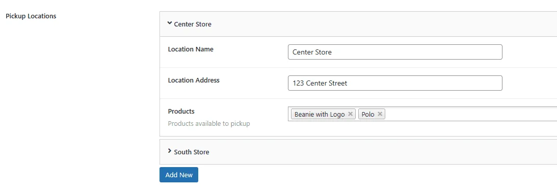 Consegna e ritiro dell'ordine: pickup locations add