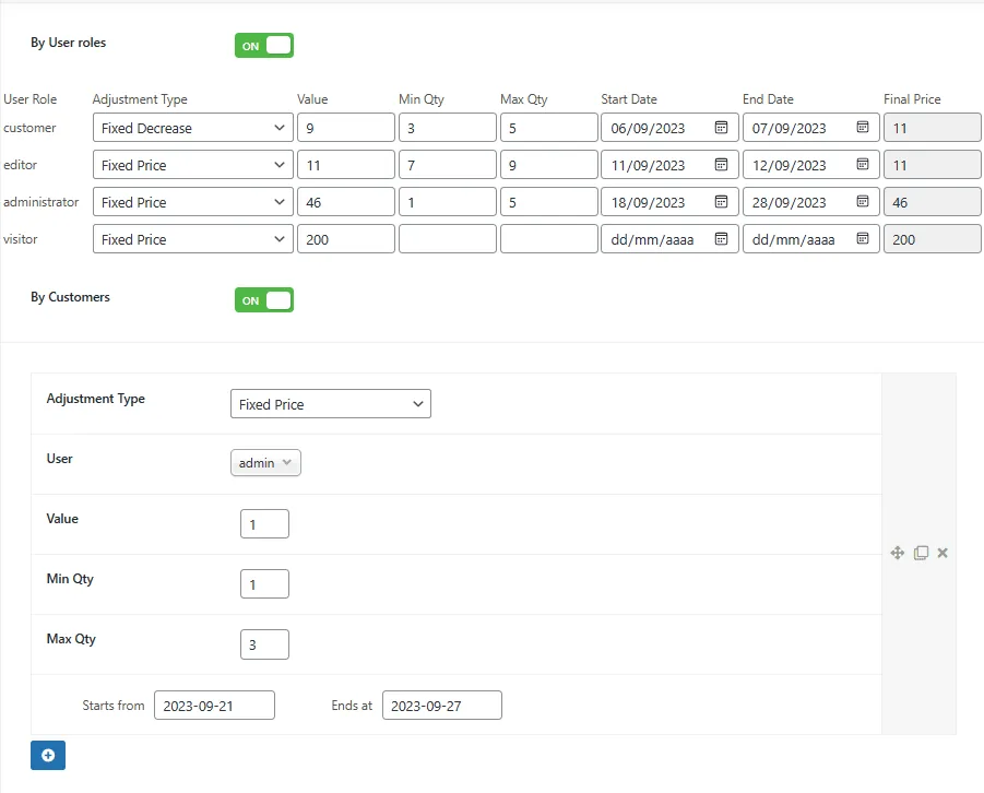 Role Based Pricing for WooCommerce - Pro: product roles