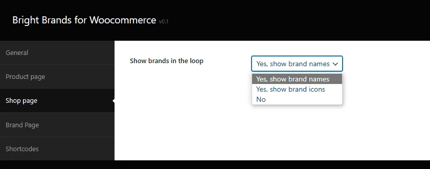 Heldere merken voor Woocommerce: settings shoppage