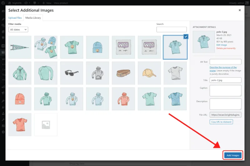 Imágenes de variación adicionales para WooCommerce: Add images from gallery