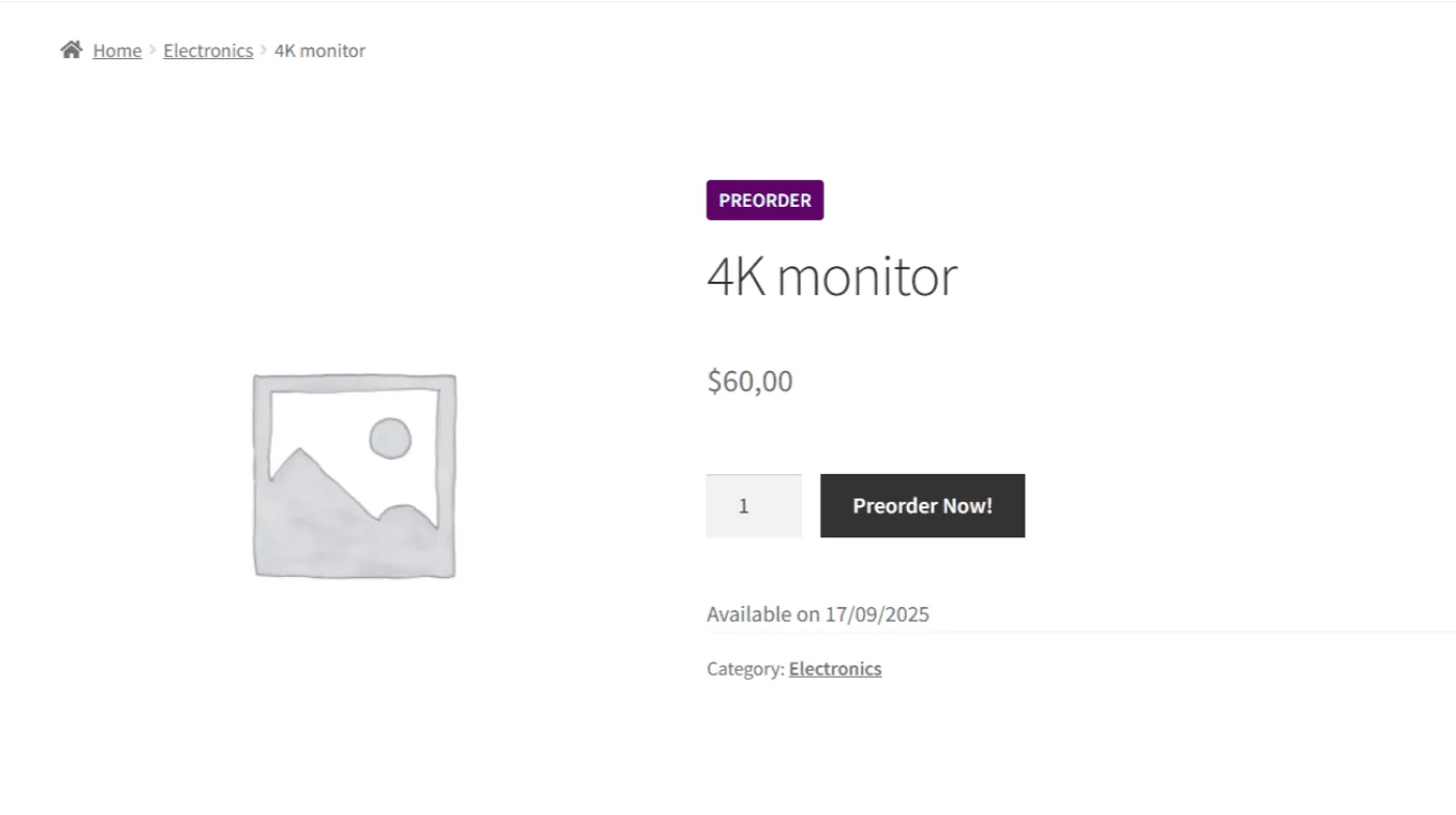 Pre-Orders for WooCommerce: product page preorders