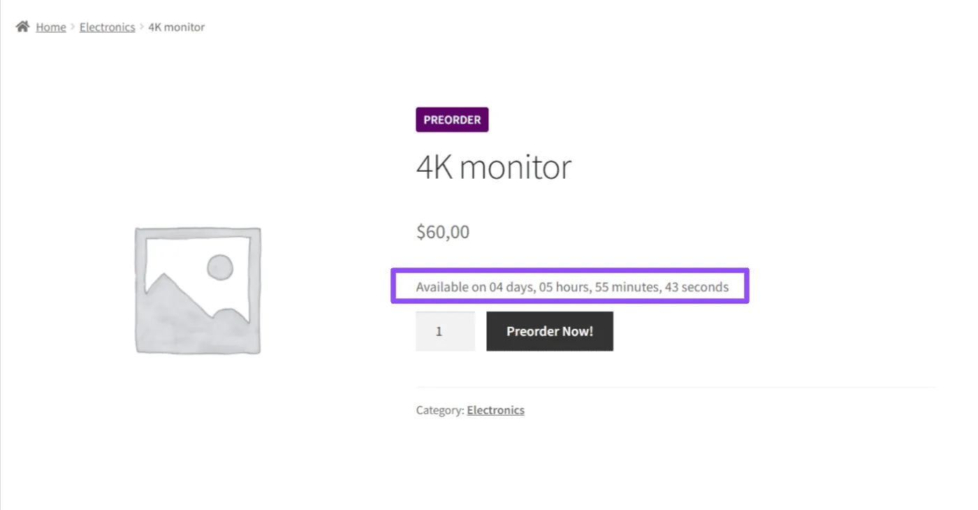 Pre-Orders for WooCommerce: Countdown preorders