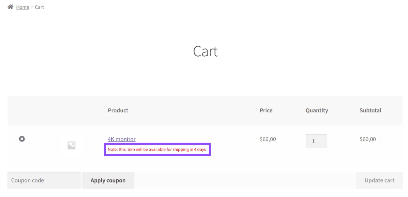 Pre-Orders for WooCommerce: Cart note preorders